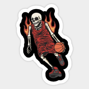 Fire Skull Basketball T-Shirt Sticker